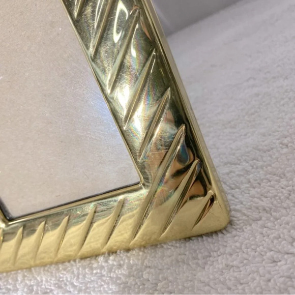 Vintage Gold Brass Tone Diagonal Ribbed Texture Picture Frames X3 - Picture 9 of 13